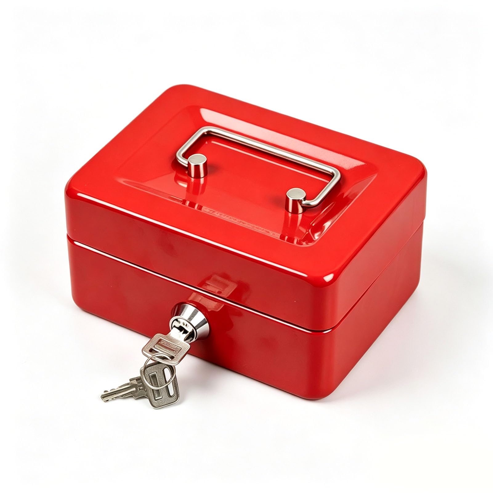 Iron Cash Box with Key, Removable Tray for Storage (12 cali) | Wzmocnione żelazo zapewnia trwałość, Mieści dokumenty w formacie A4, Bezpieczny mechanizm zamykający na klucz, Zintegrowany