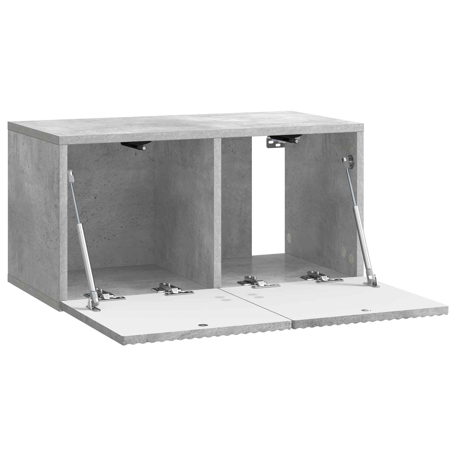 Floating TV Cabinet Concrete Gray Engineered Wood | Features 2 drop-down doors for storage, measuring 23.4 x 12.2 x 11.8 inches for living room media centers.