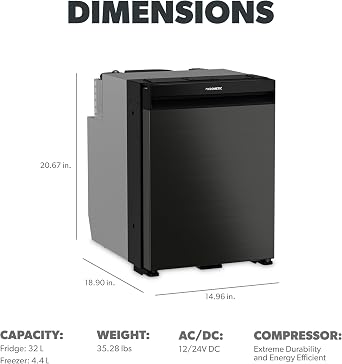 Dometic NRX 35C | Compressor Refrigerator | 32 L | Dark Silver Front | Easy To Use Control Panel