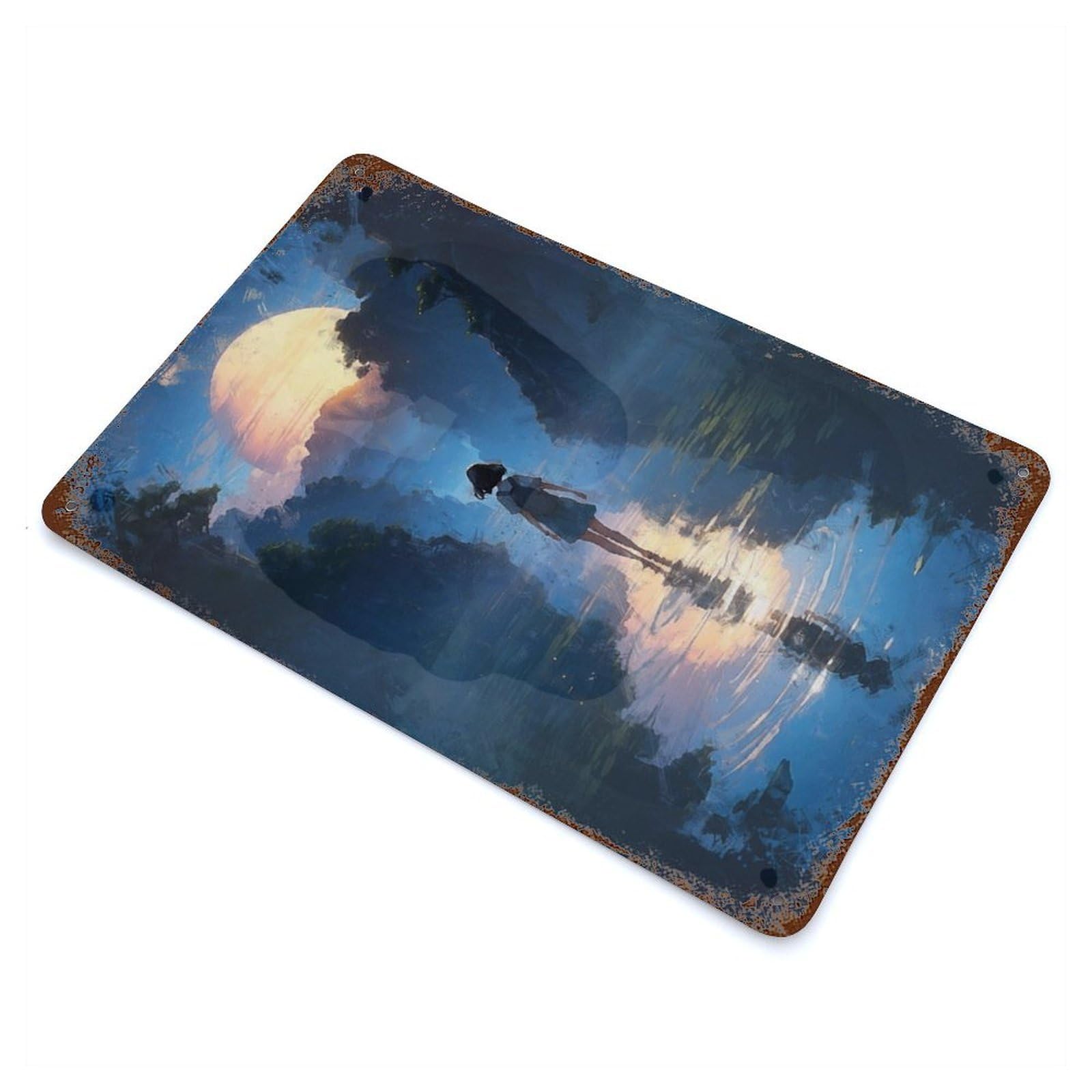 Garage Style Aqua Serenity Rust Effect Tin Sign 11.8"x7.9", Vintage Wall Decor for Bar And Workshop