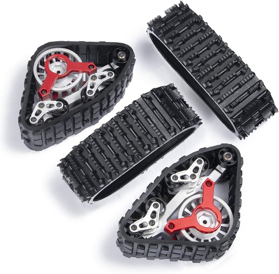AXspeed2 Pair Aluminum Alloy Snow Track Wheel Conversion Tire for 1:10 RC SCX10 Axial Scale Crawler Car (Red)