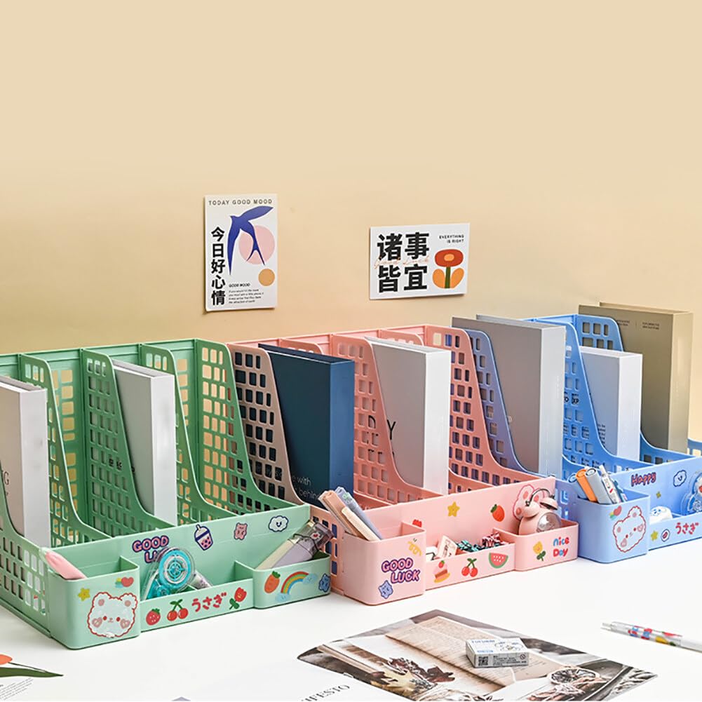 URFEDA Support De Rangement Document Bureau, A4 Trieur Document, Boîte De Rangement Porte-revues De Bureau, 4 Compartiments Support De Livre Amovible Pour Bureaux, Maison, Écoles Et Librairie (Noir