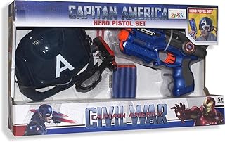 مسدس كابتن امريكا + خوذه -8 طلقات سوفت