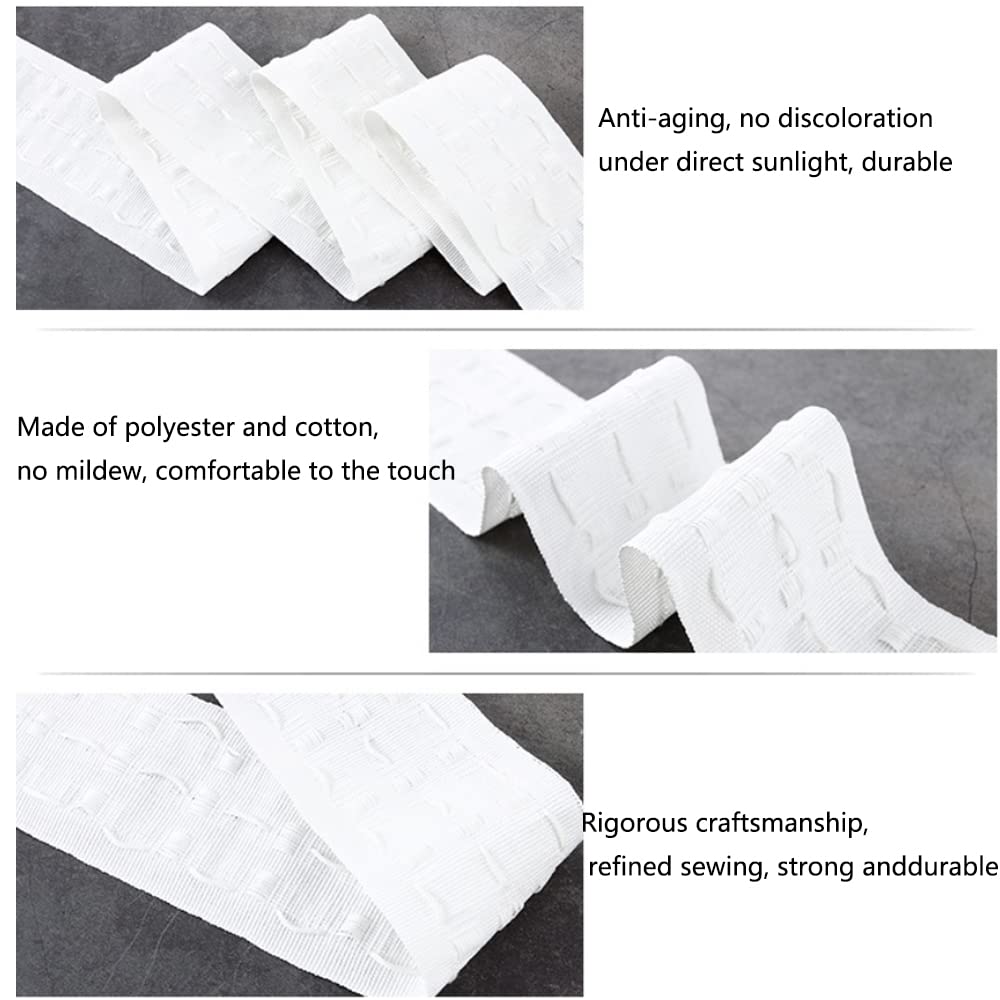 Nastro Per Tende Plissettato - 75 Mm X 5 M Bianco Per Drappeggi Eleganti