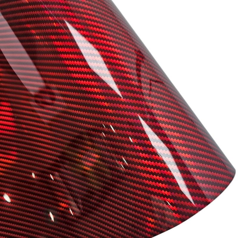 Film autocollant voiture fibre carbone arc-en-ciel rouge brillant pour finition esthétique