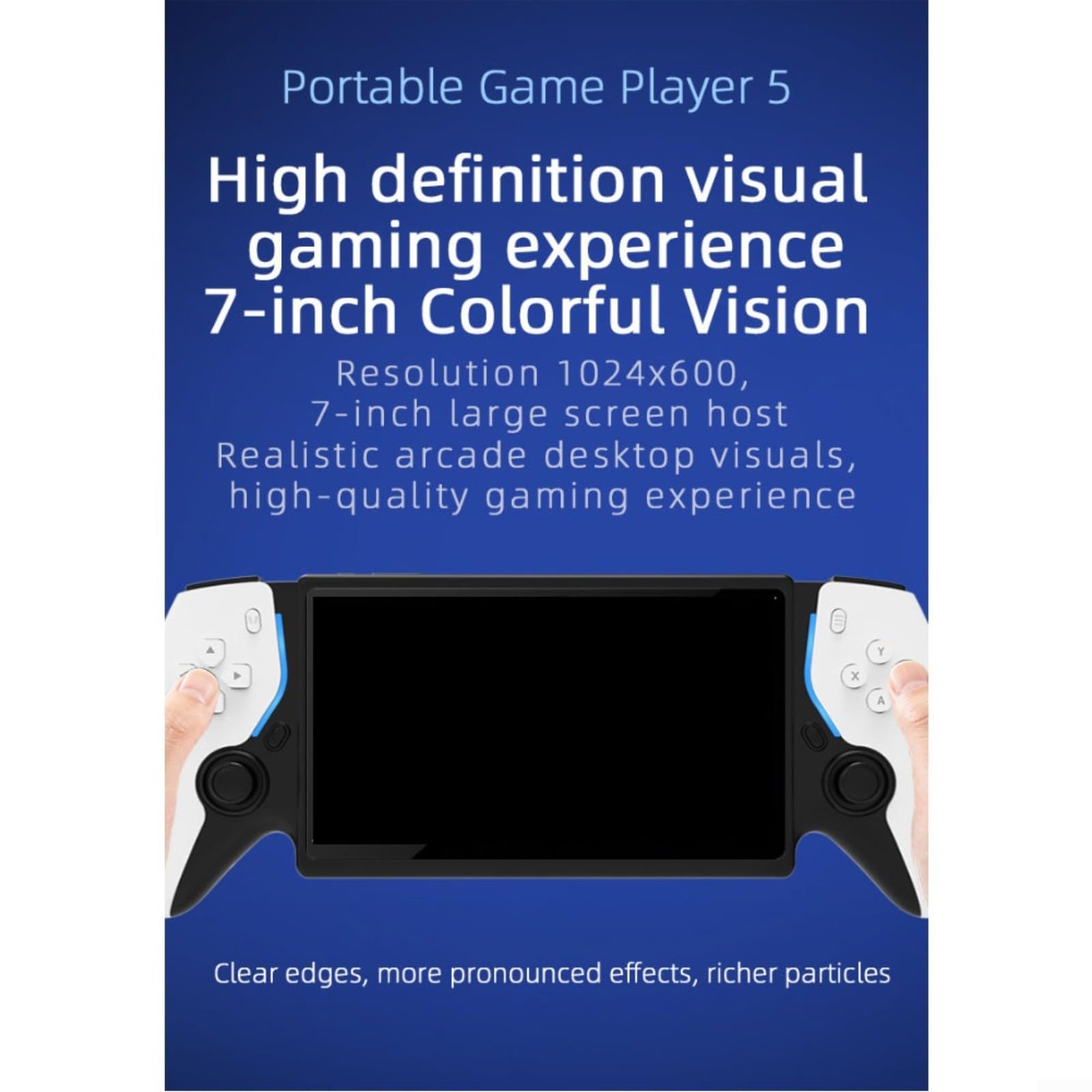 HC8000 Console de jeu portable rétro avec câble – 15 000 jeux prend en charge la connexion – Écran IPS 7" et 5 heures (blanc)