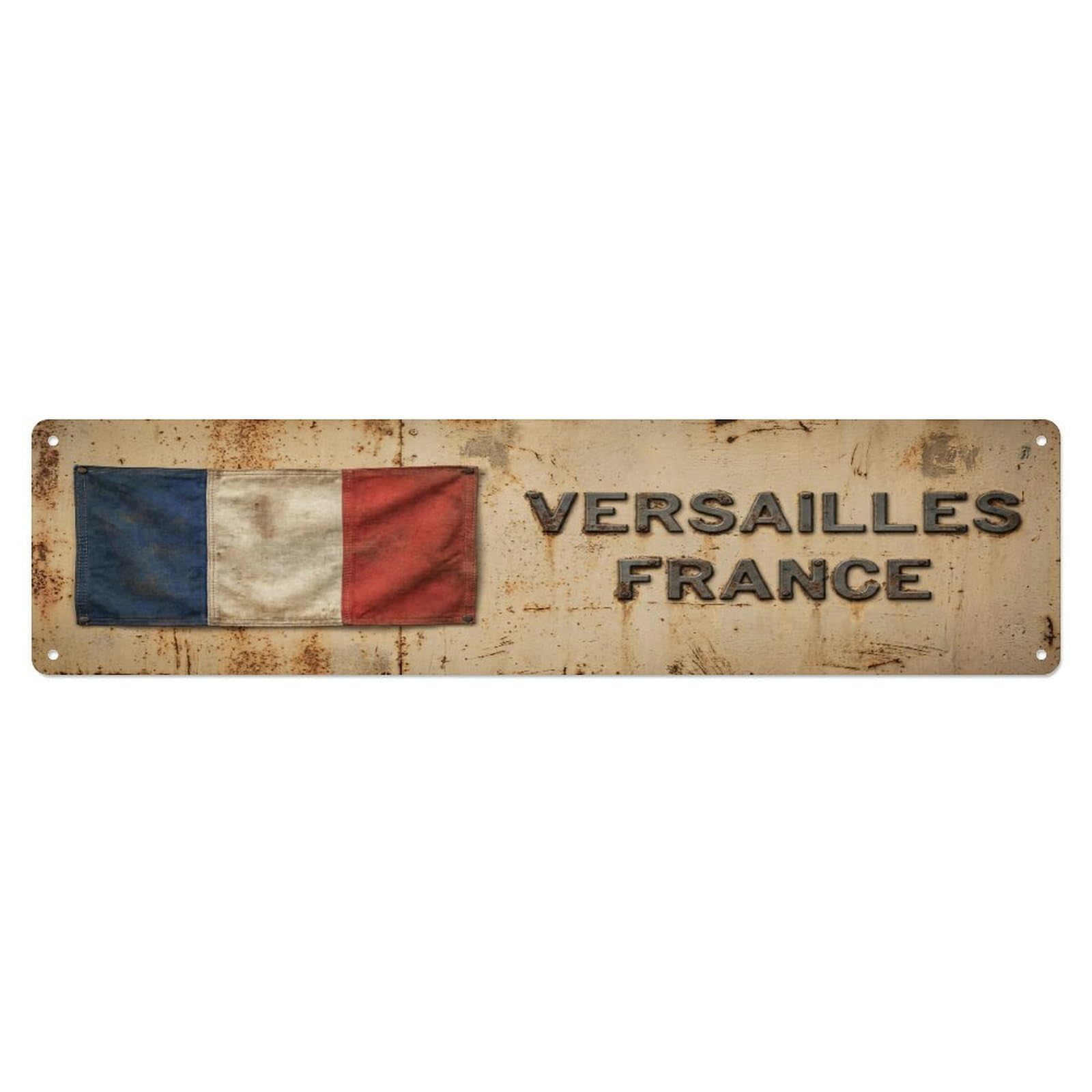 Metal Tin Sign Vintage Versailles France Flag Decor Rustic Travel