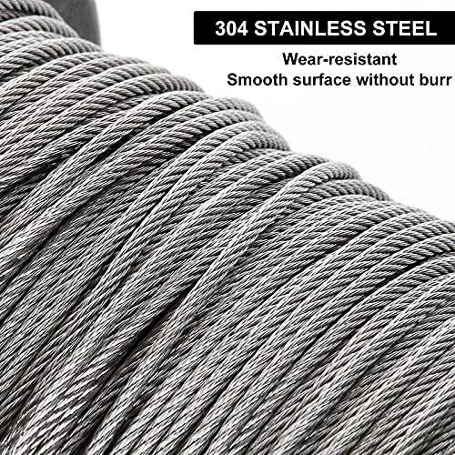 ShanQian 1/16 Wire Rope, 1.5mm Stainless Steel Cable, 100m/328Ft Metal Spool With 100PCS Aluminum Crimping Sleeves - Heavy Duty Picture Frame Hanging - 7x7 Strand Core - Image 3