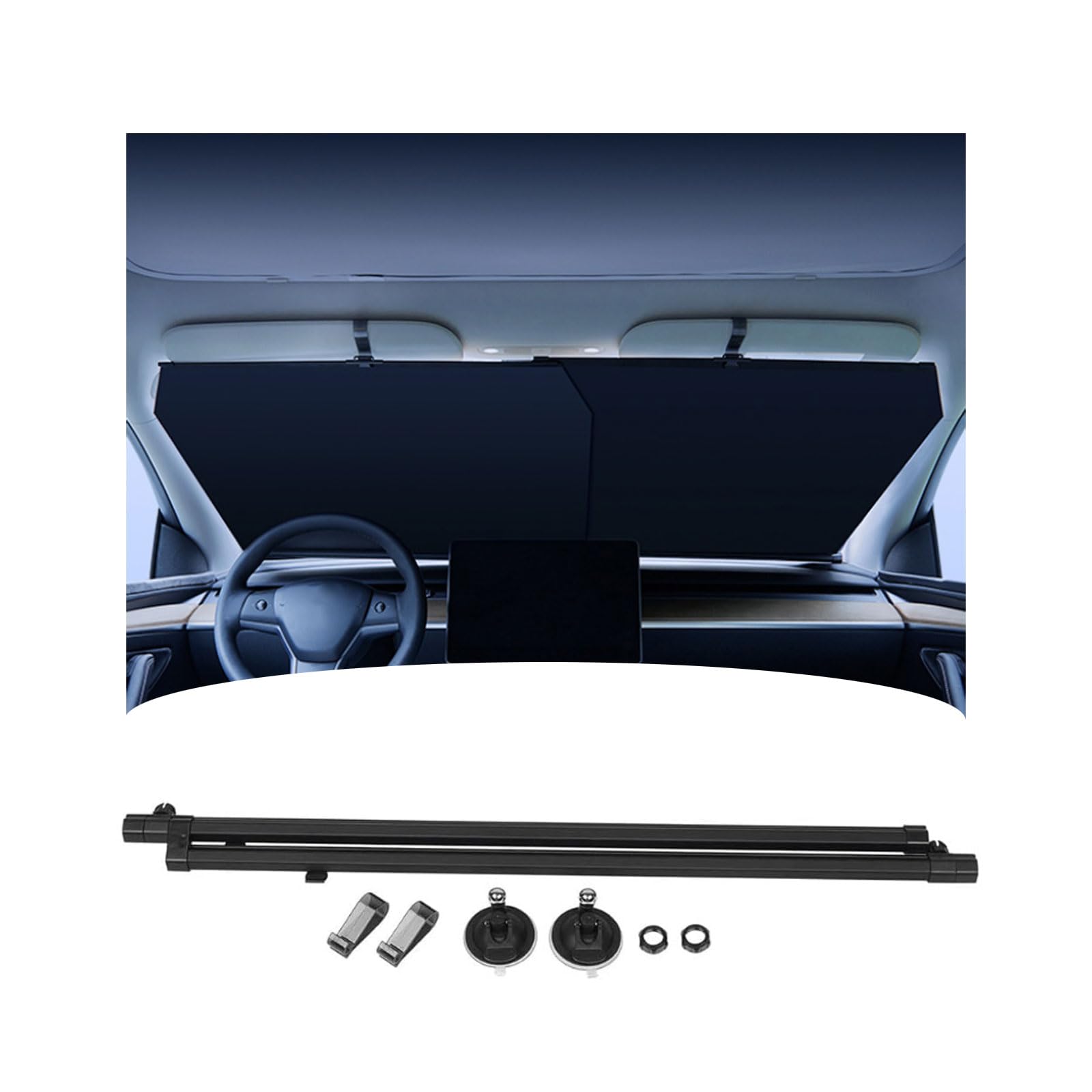 CKPEOR 2026 Auto Retractable Sun Shade for Car Windshield,Adjustable Automatic Front Window Sunshade for UV & Heat Protection
