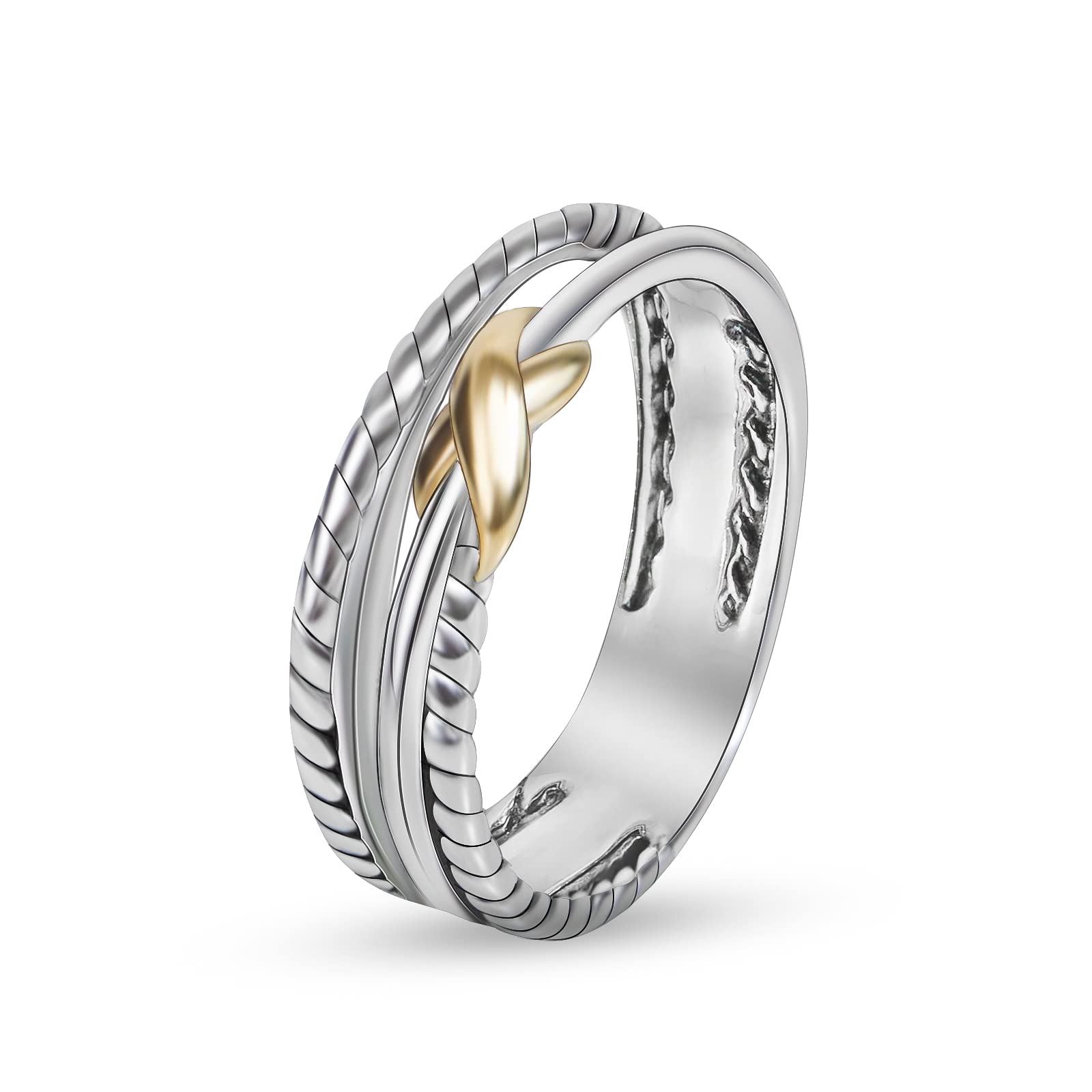 Designer Jewelry for Women Two-tone Crossover Twisted Cable Wire Band Ring Fashion Brand Jewelry Gift