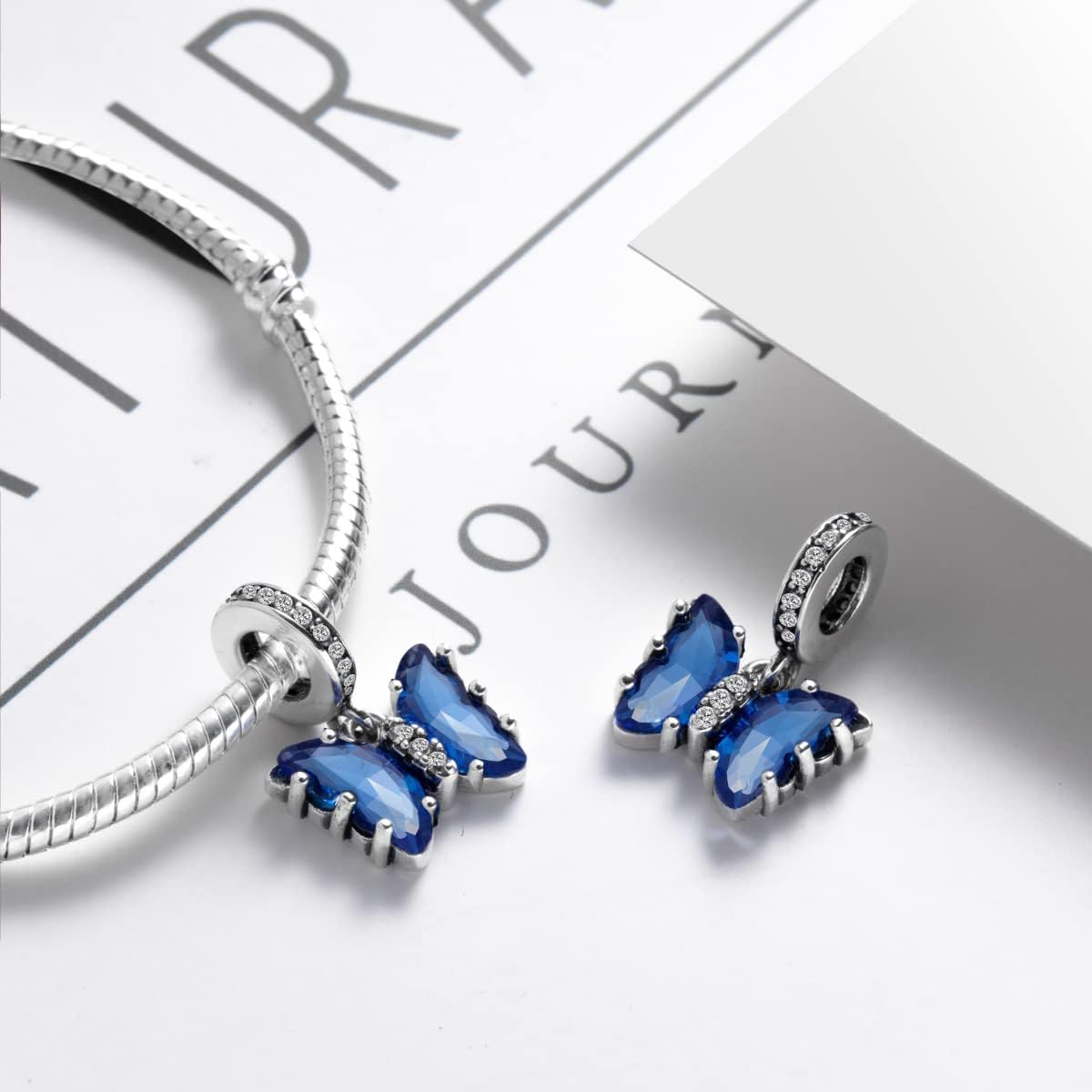 Butterfly Charms for Bracelets, 925 Sterling Silver Butterfly Dangle Charms for Charm Bracelets and Necklaces with Multicolor 5A Cubic Zirconias, Birthday Mothers Valentines Day Jewelry Gifts for Women - Image 2