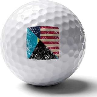US and Bahamas Vintage Flag Printed Standard Golf Balls for Unisex Adults Practice Reused Soft Feel Golf Ball