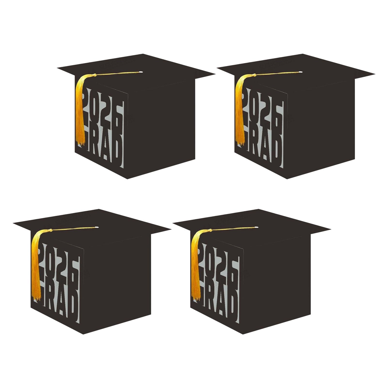 JSGHGDF Of 4 Black Hollow Photo Storage Boxes for Graduation Party Decor Present Boxes Twenty Twenty Six