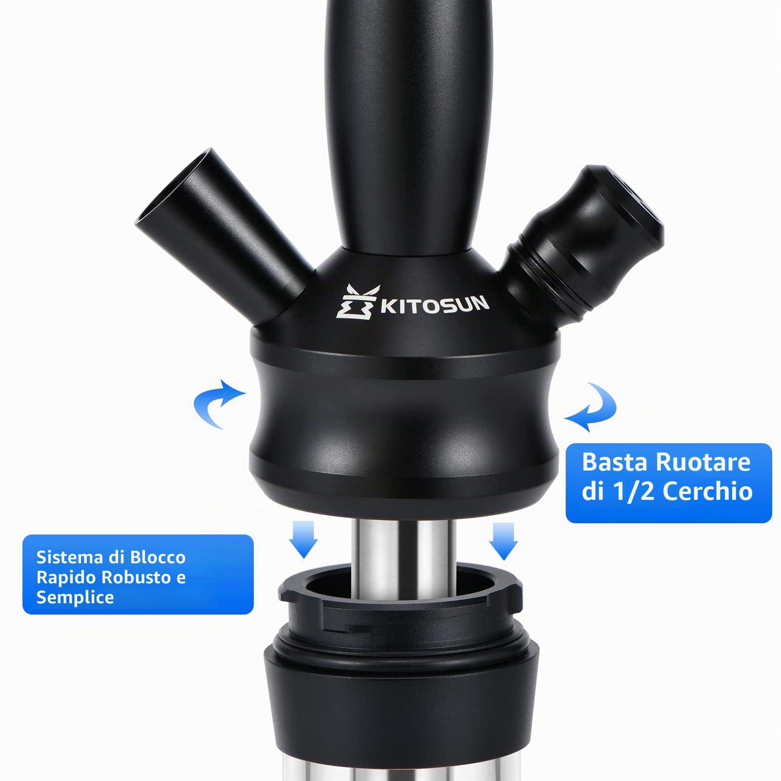 Kitosun Narghilè ProKah Set Completo - Shisha di Medie Dimensioni Realizzato in Alluminio con Tutto Accessori ben Rifiniti Tubo Ciotola di Silicone Braciere Carbone Pinze Maniglia e Valvola di Purga