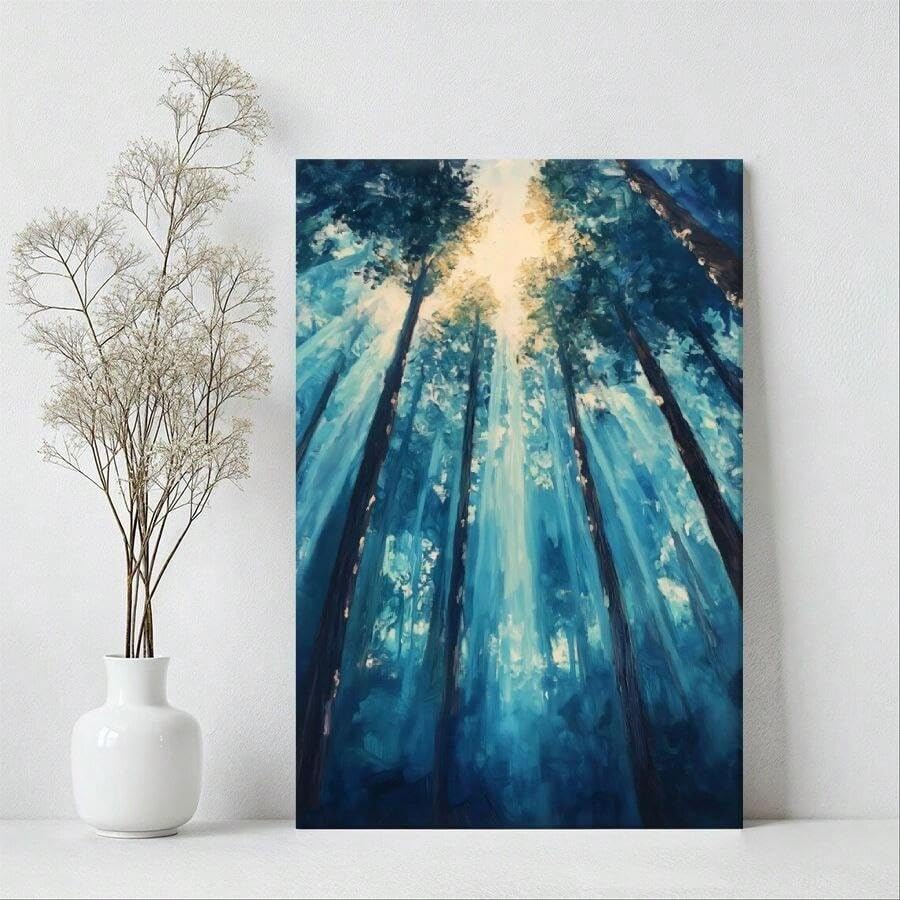 Affiche sur toile Forêt à l'aube en 50x75cm sans cadre pour salon