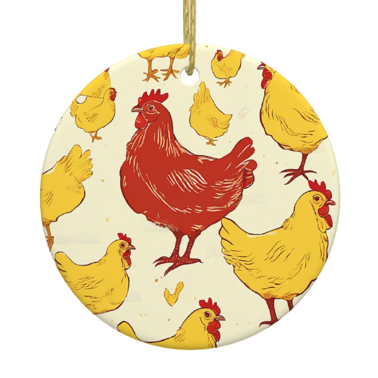 Chicken Chick Christmas Tree Pendants, Ceramic Ornaments, Personalized Christmas Ornaments, Novel