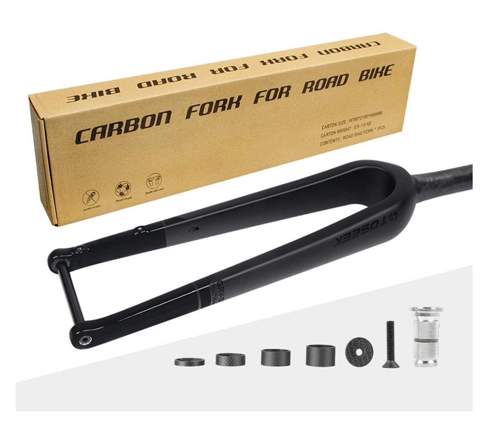 700C Carbonfaser-Rennrad-Starrgabeln 100 x 12 mm Steckachse Scheibenbremse 700c x 45 mm Vorderradgabel 1~1/8 Zoll gewindeloses konisches Rohr Ultraleichtes Fahrrad