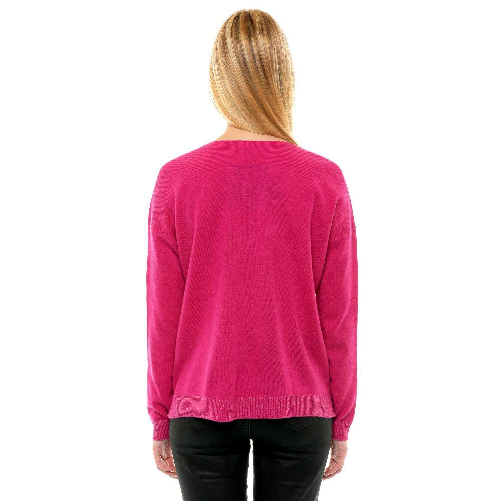 Les Poulettes Jewels Damski 100% Cachemire Oversize sweter fuksja