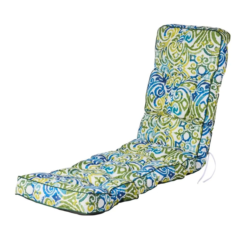 Alfresia Sun Lounger Replacement Cushion – Garden Sun Lounger Cushion, Classic Style, Tightly Packed Crumb Foam Filling, Use Chairs and Outdoor Furniture (Blue Green Multi)