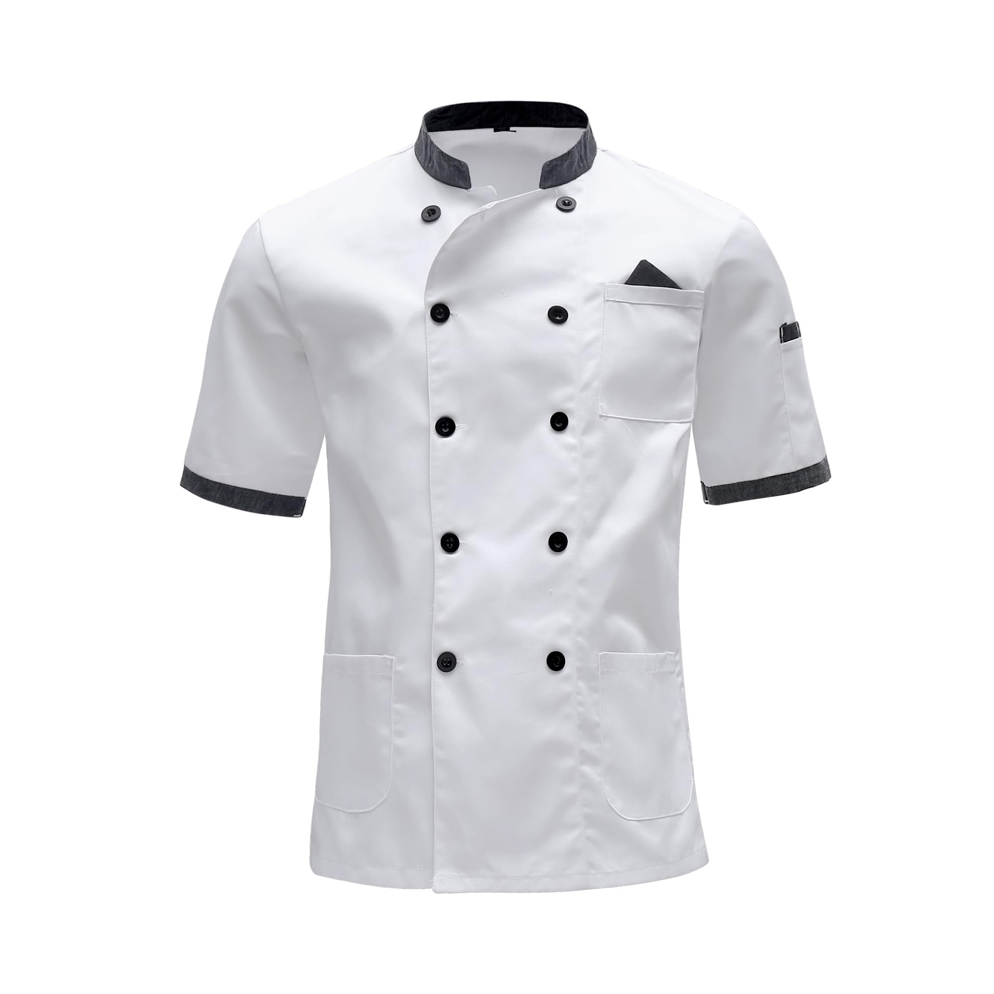 Kochjacke Kurzarm für Herren & Damen Kochjacke Unisex Küche Hotel Uniform Kurzarm Professional Kochjacke Modern Style Chef Bäckerjacke mit Tasche