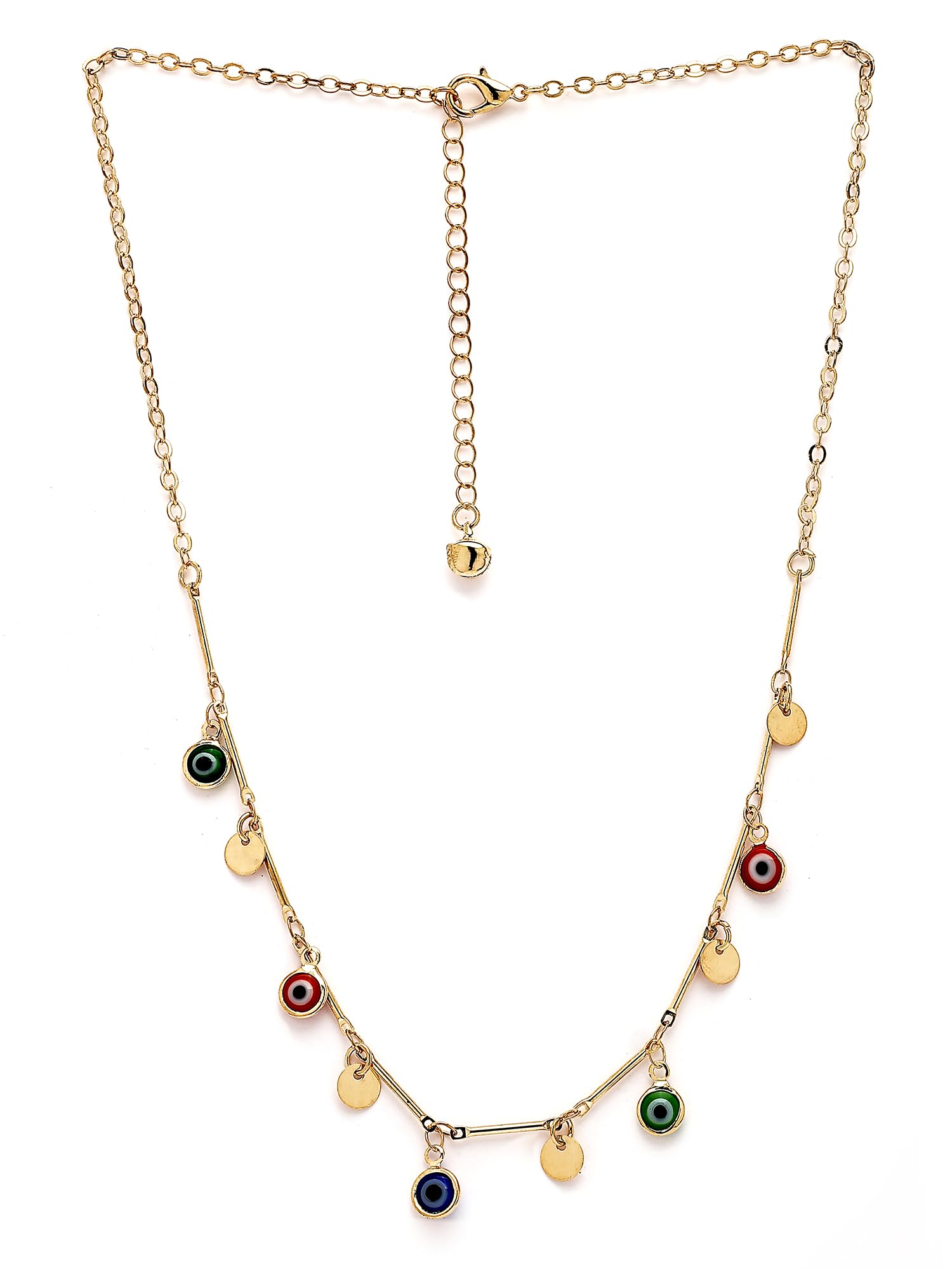 karatcart Bohey Trendy Gold Chain Necklace with Colorful Evil Eye Charms for Women-picture-28