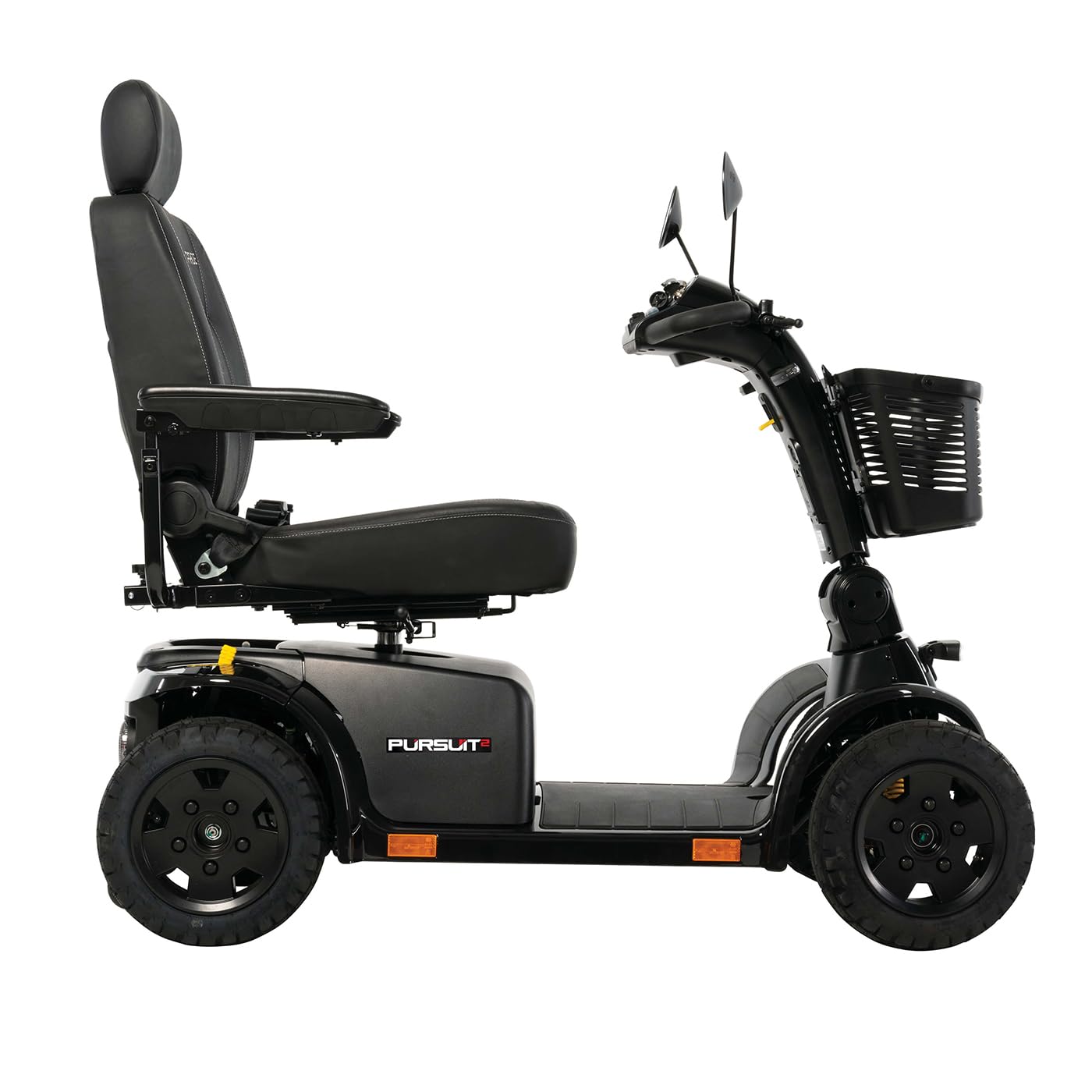 Pride Pursuit 2, Outdoor Mobility Scooter, 400 lbs. Weight Capacity, with 5-Year Extended Warr (Black, 16? × 16? – 18? Seat, 50 Ah Battery)