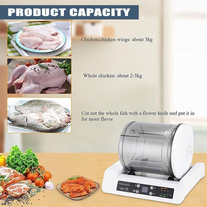 Marinador comercial de vasos de carne, máquina automática de marinado al vacío, pantalla LED, panel de control, 0-10 horas, para marinar carne y verduras