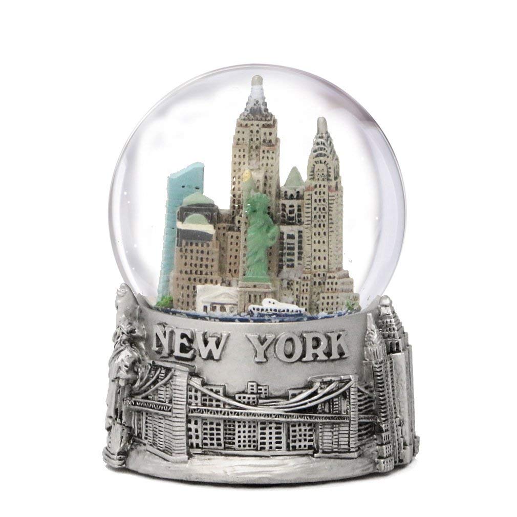 New York City Silver Lined Snow Globe 65mm NYC Souvenir Color Skyline Snow Globes 3.5"