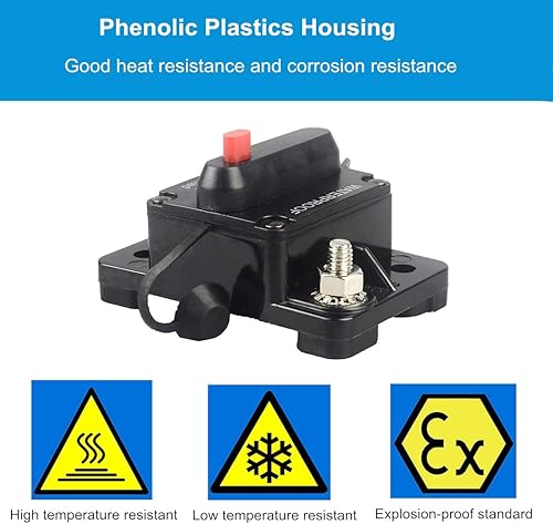 Miniatura 4 de Interruptor de circuitos manual para audio, 100 A150 A, con botón, 12 V-24 V, CC, fusible, para sistemas de audio, para lancha, automóvil