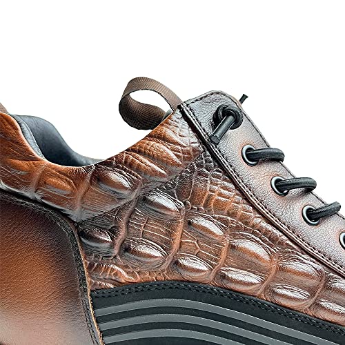 Sapatos Masculinos Casuais com Almofada de Ar de Couro, Tênis de Couro com Estampa de Crocodilo Sapa