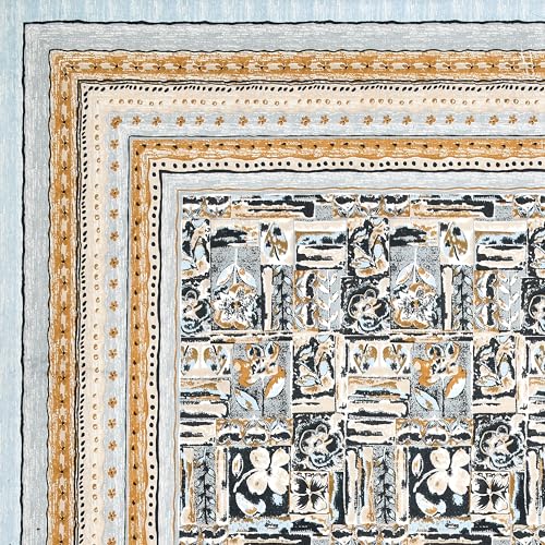 Image of BLOCKS OF INDIA Hand Block Printed 300 TC Cotton Super King Size Bedsheet(106 x 106) (Brush Grey)