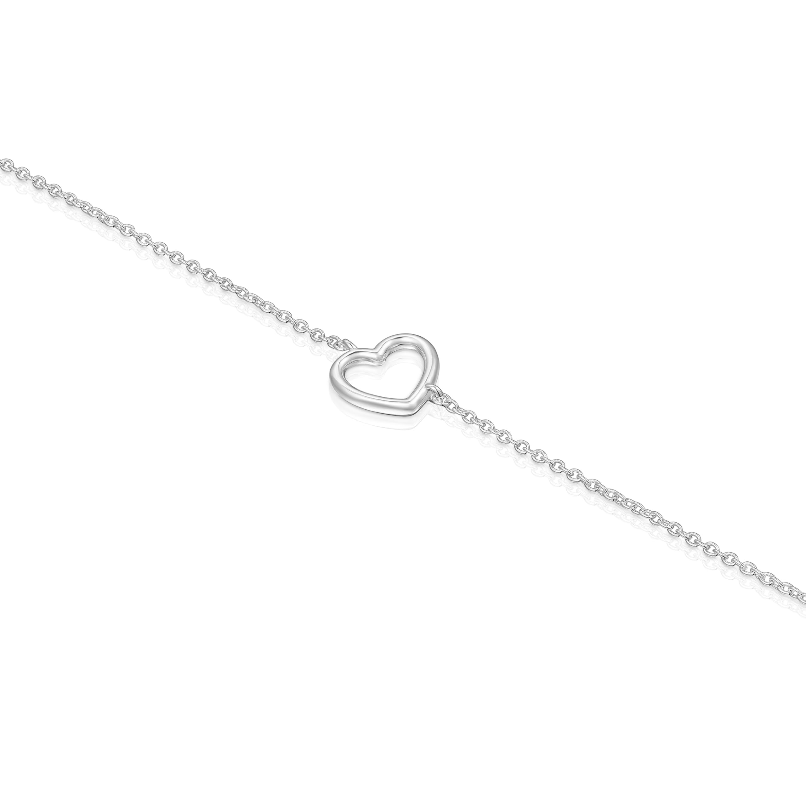 TOUS Pulsera de Plata de Primera Ley para Mujer con Motivo de Corazón, 17,5 cm de Largo, Elegante y Sofisticado, Colección Silueta