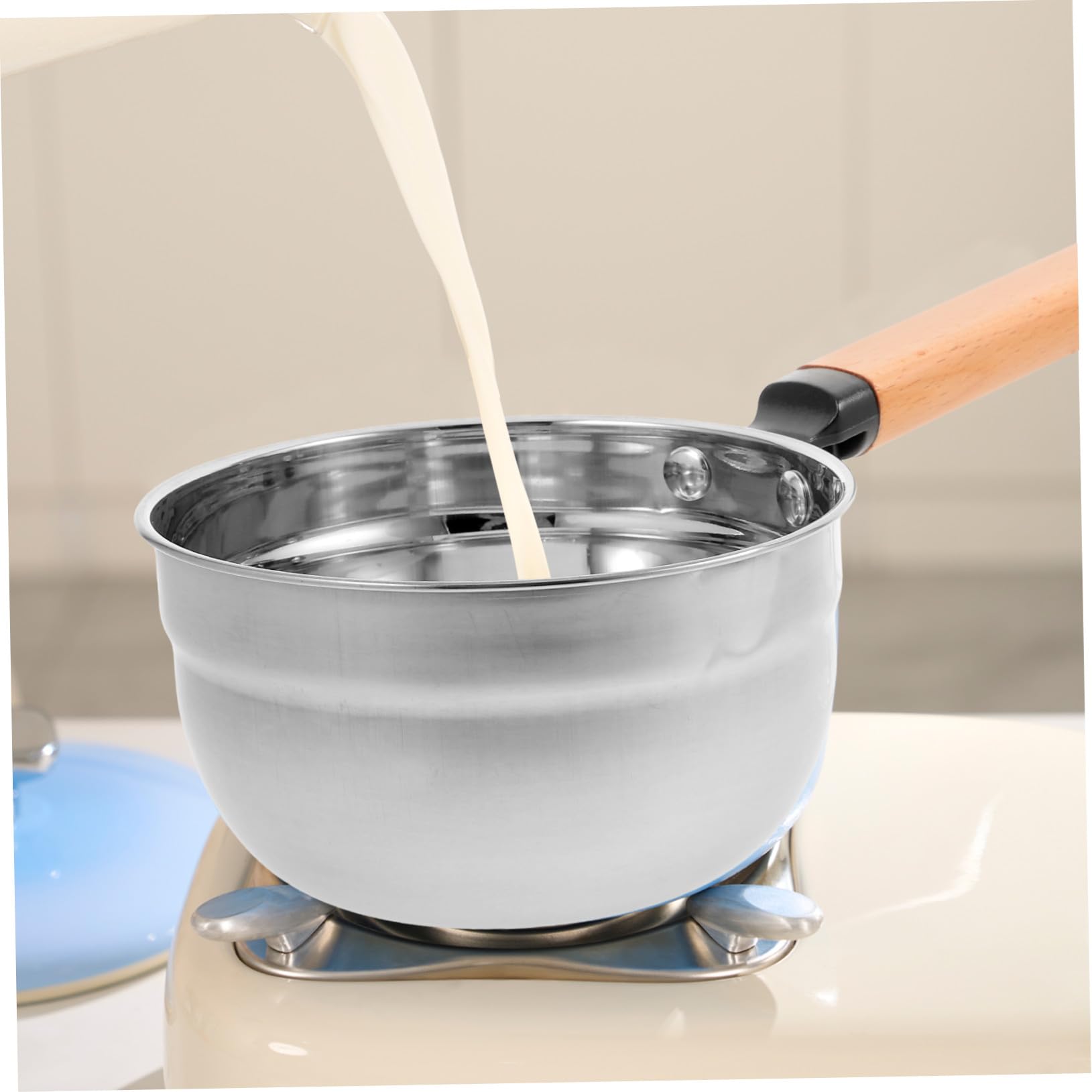 Edelstahl Wasserschaufel mit Holzgriff Langlebige Küchenschöpfkelle Leicht und Robust Rutschfestes Design für Haushalt und Kochen