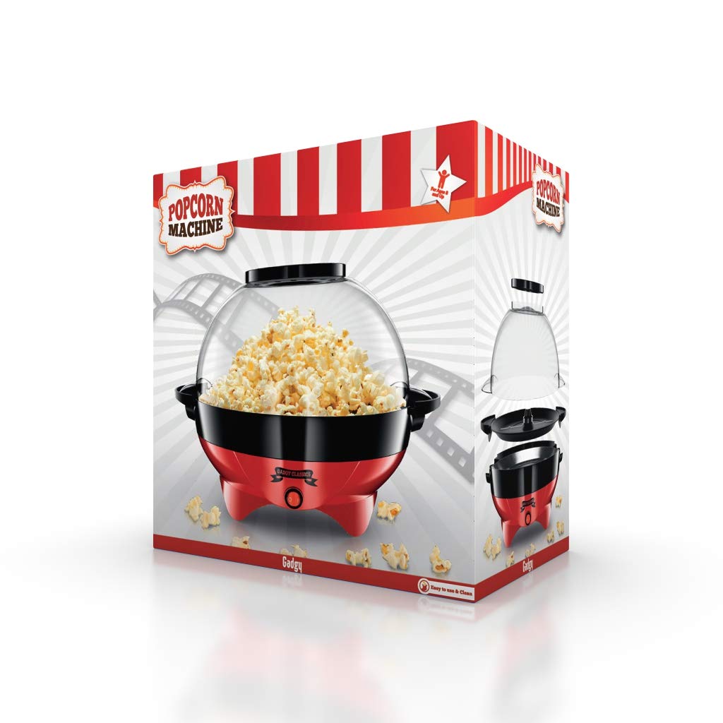 Gadgy Popcorn Maker Machine Round Air Pop Corn Maker 5 Litre Capacity 800W Air Popper