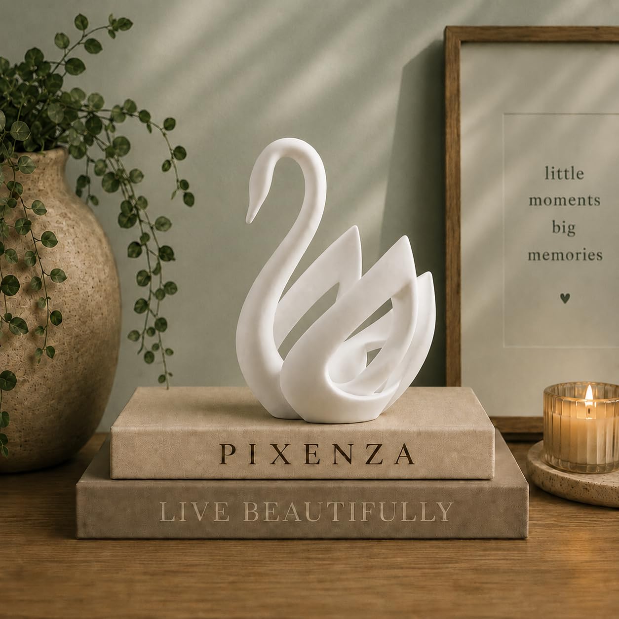 Romantic Swan Sculpture for Home Decor, 3D Printed Showpiece Love Bird Figurine, Elegant Decorative Statue for Antique Look Living Room, Bedroom, Wedding Gift.-picture-20