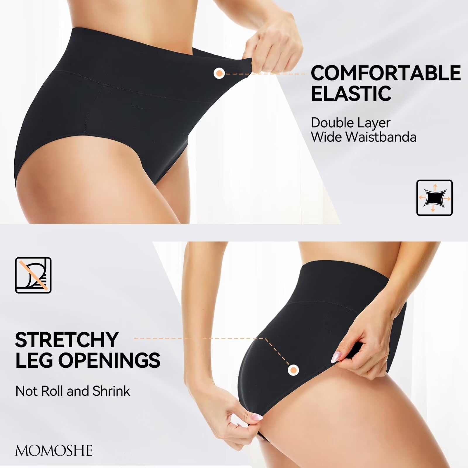 Momoshe Mutande Donna Cotone Vita Alta Pacco da 5 Slip Traspirante Culotte Comode Elasticizzato Intimo