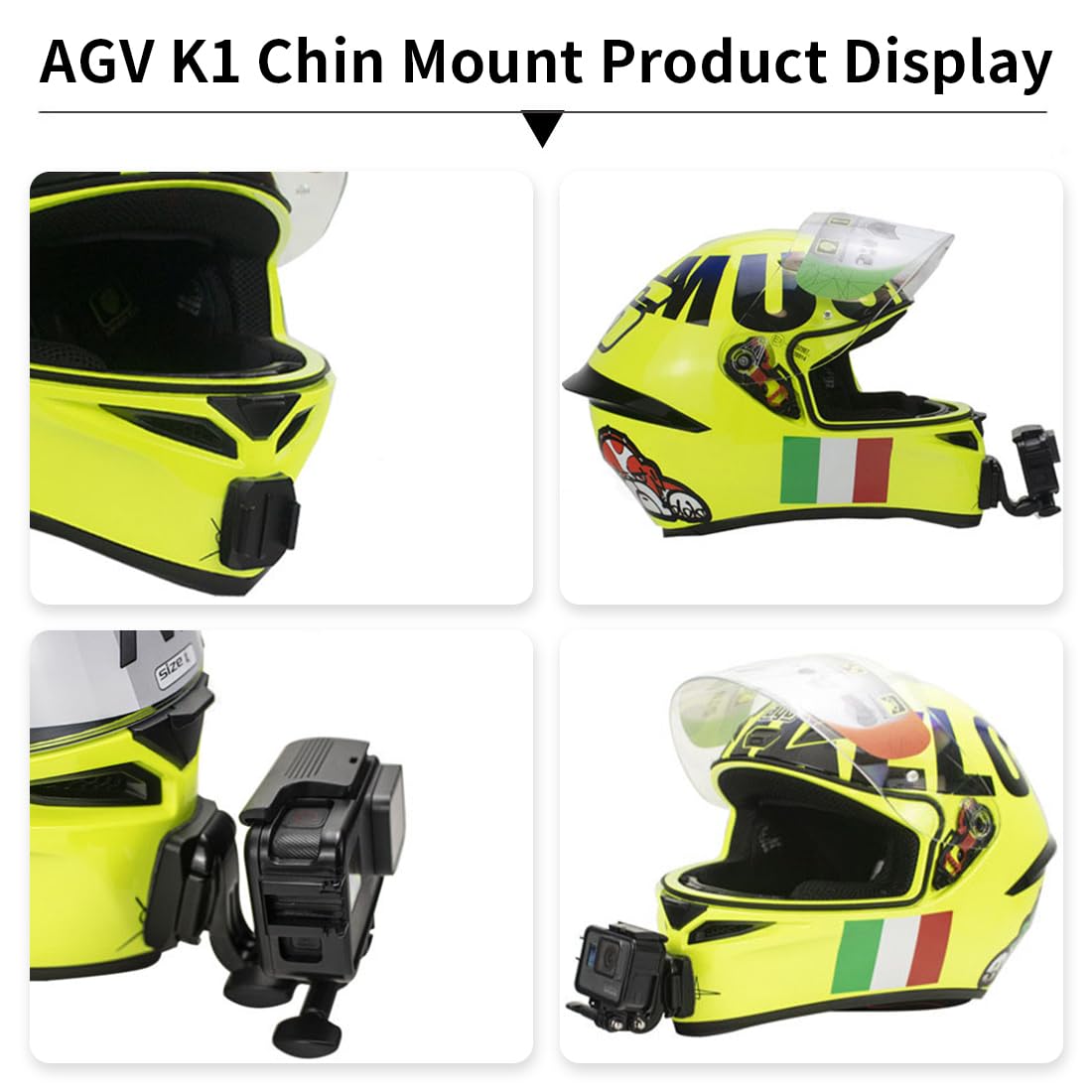 AGV K1S Chin Mount Kits Made for K1 S Helmet Camera Mount Kit Carbon Fiber Load Bearing Patch Adjustable Camera Bracket Compatible with GoPro Hero Ins360 DJI Action Cams (Carbon