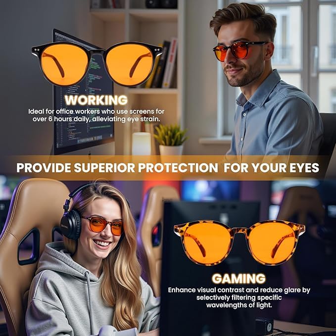 Image of Chrome Hearts Glasses for Man, Computer Glasses for Men with Blue Light Filter, Blue Light Glasses for Digital Workers and Gamers, UV Protection Glasses for Extended Screen Time