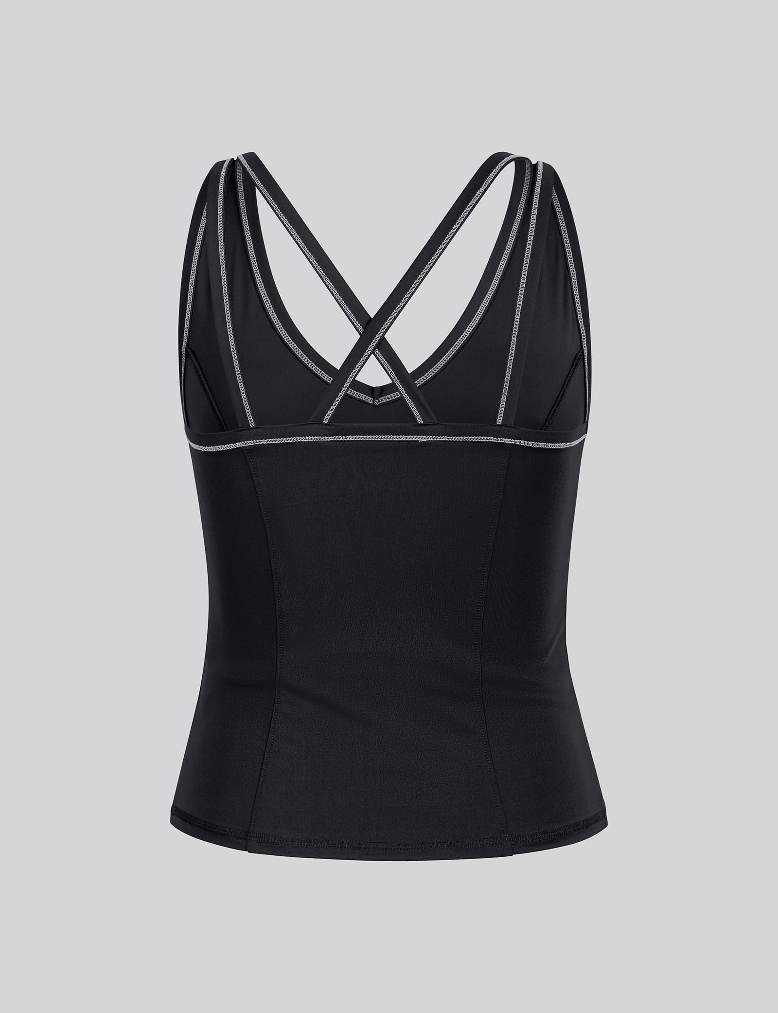 Damska kamizelka aktywna z kontrastowym ściegiem, miękka, elastyczna odzież na siłownię, oddychająca kamizelka do biegania, slim fit, top do jogi na siłownię i do noszenia na co dzień