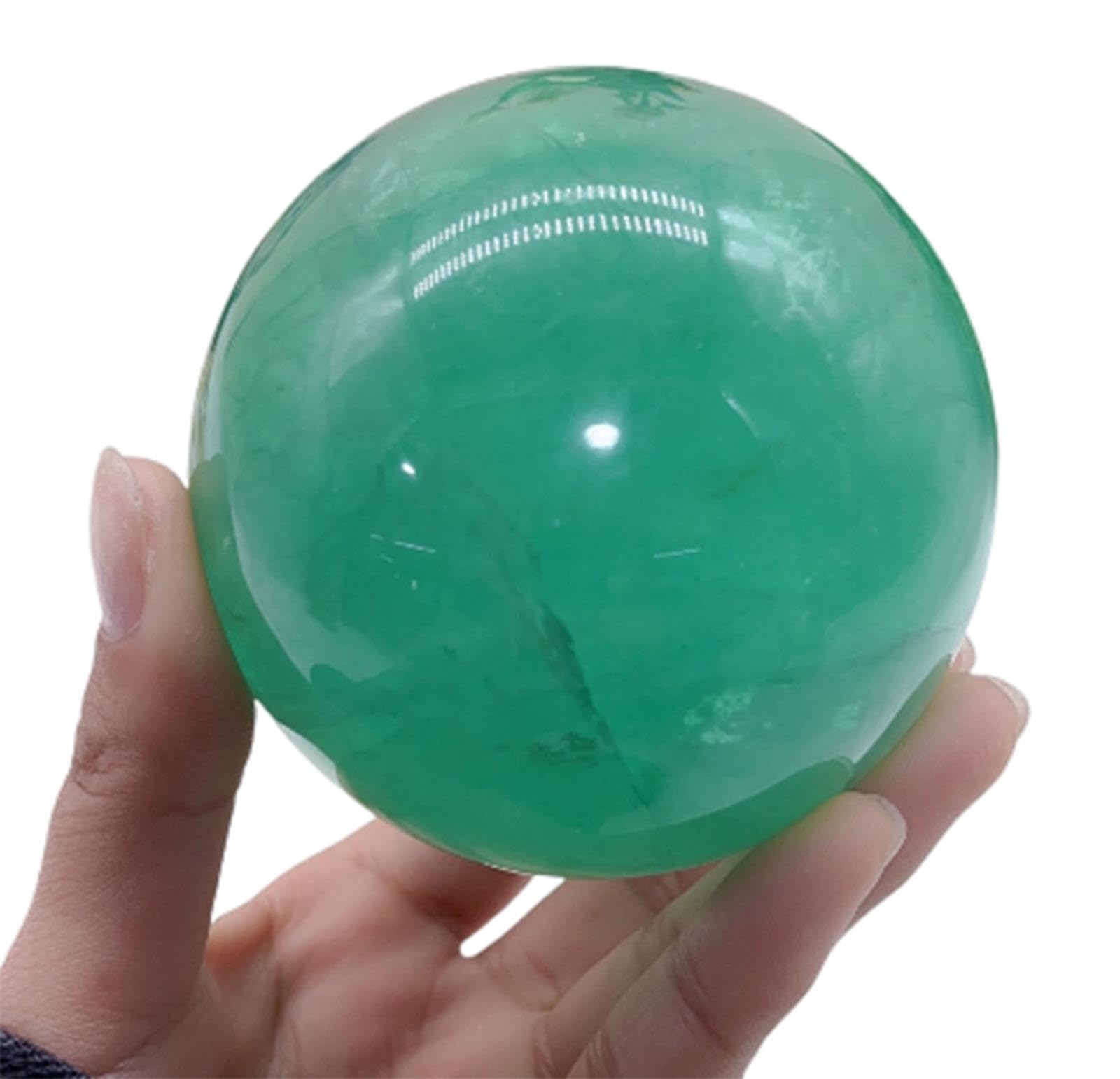 PKNVKZIDK Green Fluorite Sphere Crystal Ball Ornaments Quartz Stone with Stand for Healing/Divination/Chakra Balance/Yoga/Home/Office FengShui Decoration,45-50mm