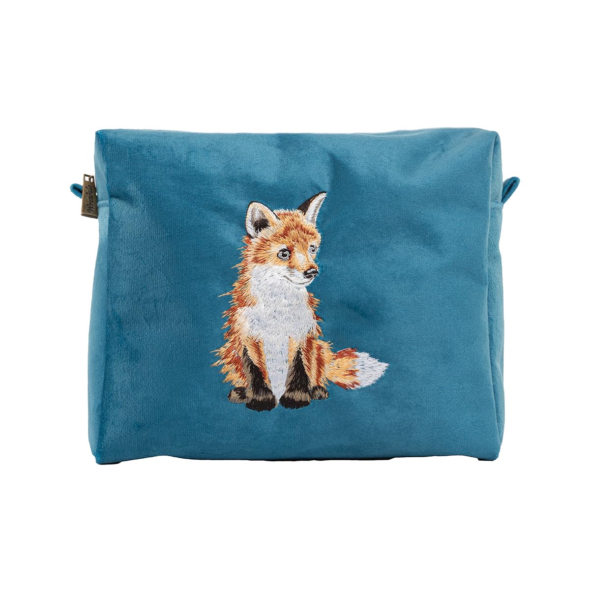Wrendale Designs by Hannah Dale 'Daydreamer' Fox Embroidered Cosmetic Bag, Blue