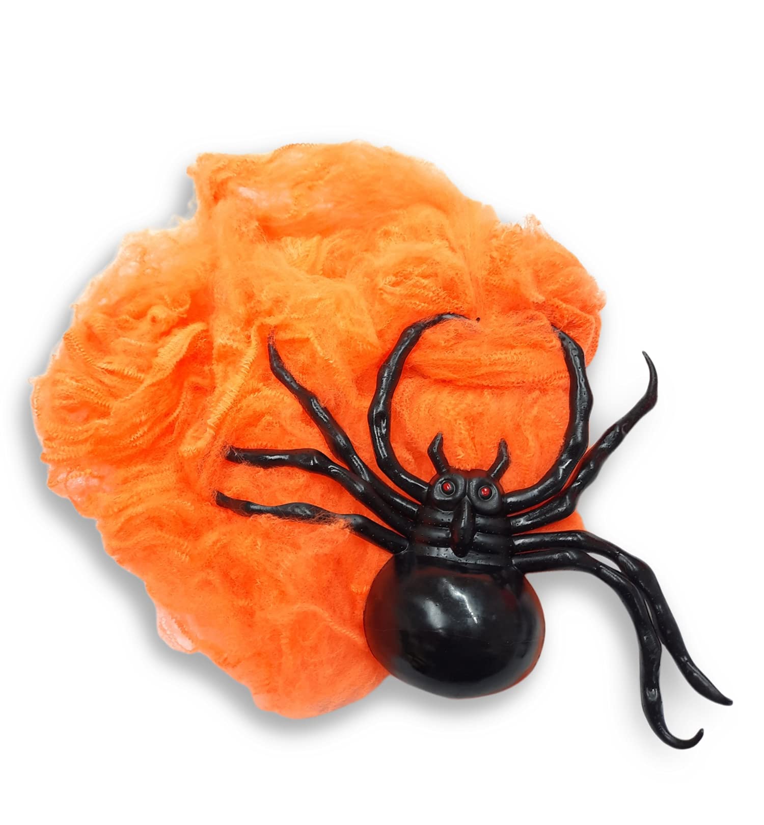 PARTY TIMEOrange Halloween Spider Webs Decorations with 1 Big Fake Spider, Super Stretchy Cobwebs for Halloween Decor Indoor and Outdoor