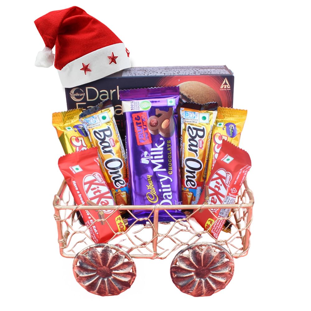 SFU E Com Premiuim Fruit & Nut With Amazing Chocolate Hamper | Chirstmas Chocolate Gift Hamper | Christmas Cap With Chocolates | Christmas Chocolate Gift Combo | 2183