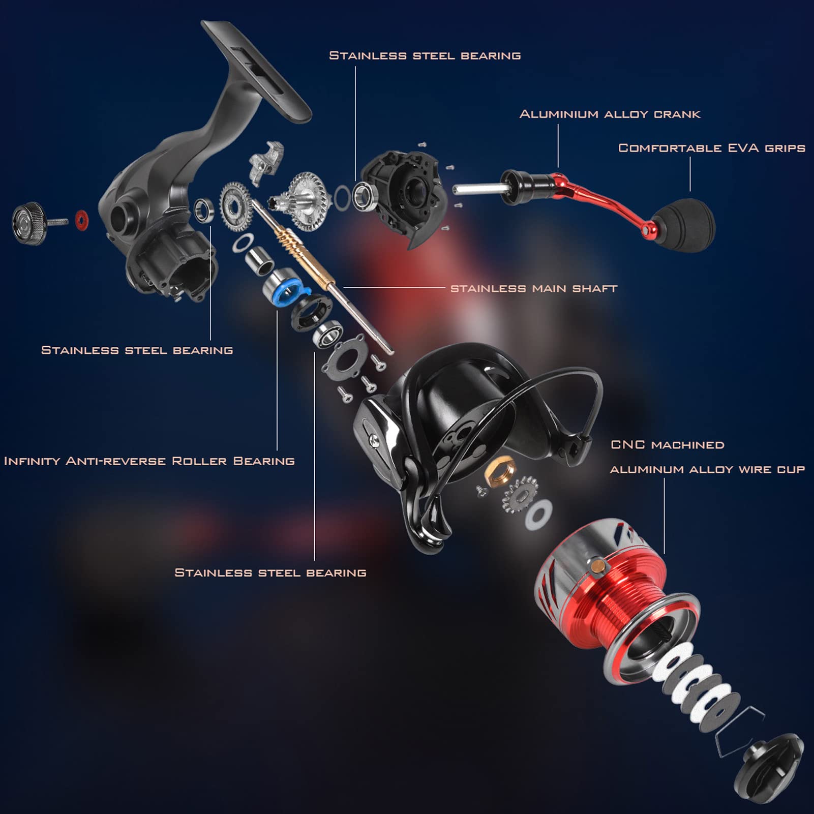 Kit di pesca con canna da pesca e bobine in fibra di carbonio kit di pesca telescopico con esca di bobina di bobina per esca accessori per ganci per pescherecci per la spia