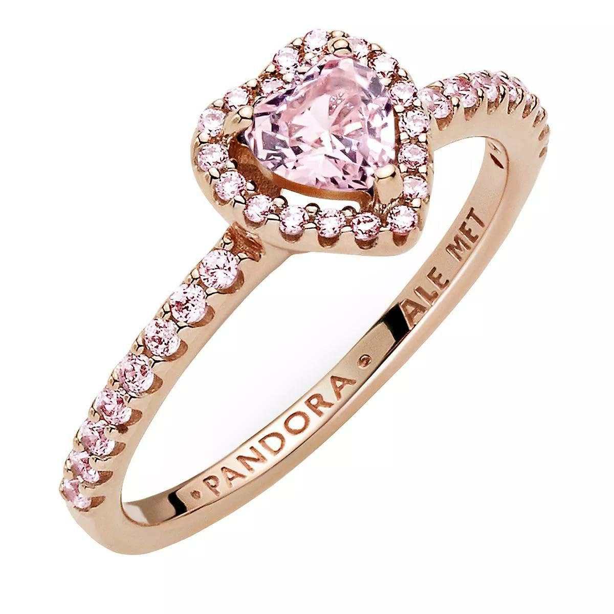 Pandora Sparkling Pink Elevated Heart Ring Rose Gold Ring Women