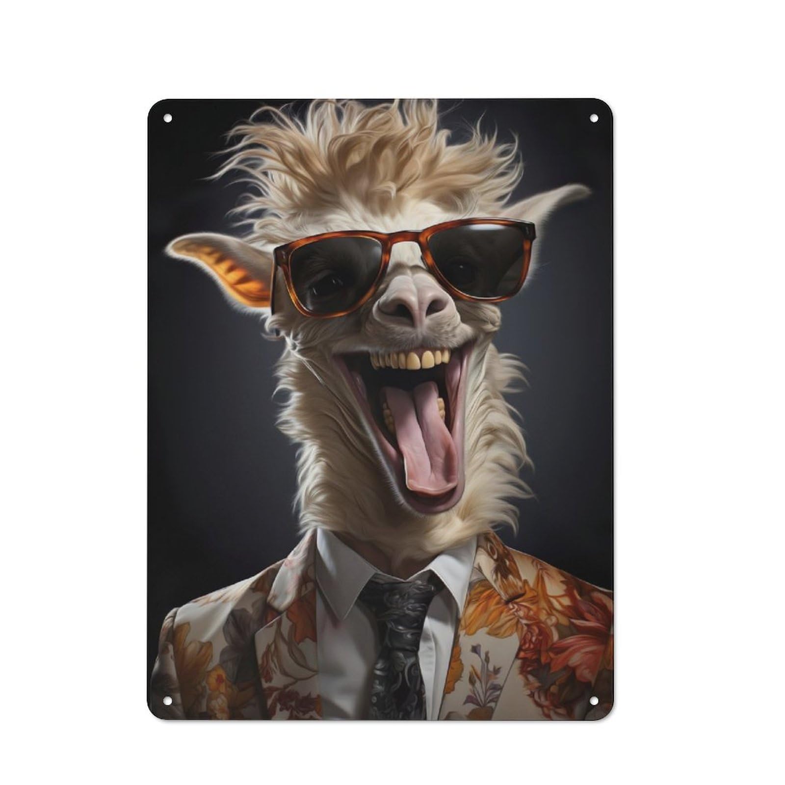 Junmoney Funny Llama 40X30cm Industrial-Style Tin Sign With For Hallway Wall, A Metal Wall Feature For A Newly Arranged Hallway