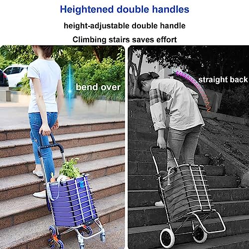 Treppensteigwagen mit 8 Rädern, 360 ° drehbarer Griff, faltbarer Einkaufstrolley mit Abdeckung, 51 kg Kapazität, vielseitiger Rollwagen für Lebensmittellager und Außenbereich – Bild 4