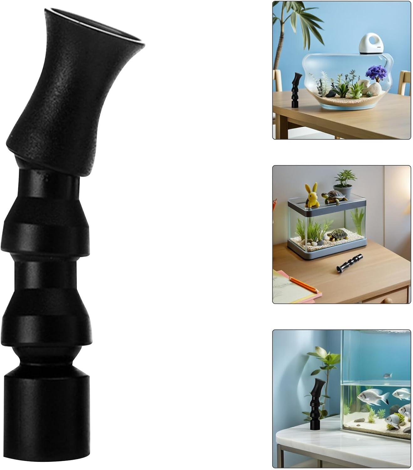 2pcs 20mm Duckbill Aquarium Nozzle Black Plastic Water Outlet Swirl Jet Nozzle for Fish Tank Filter Return, 360° Rotatable Outflow Diffuser Compatible with Submersible Pumps