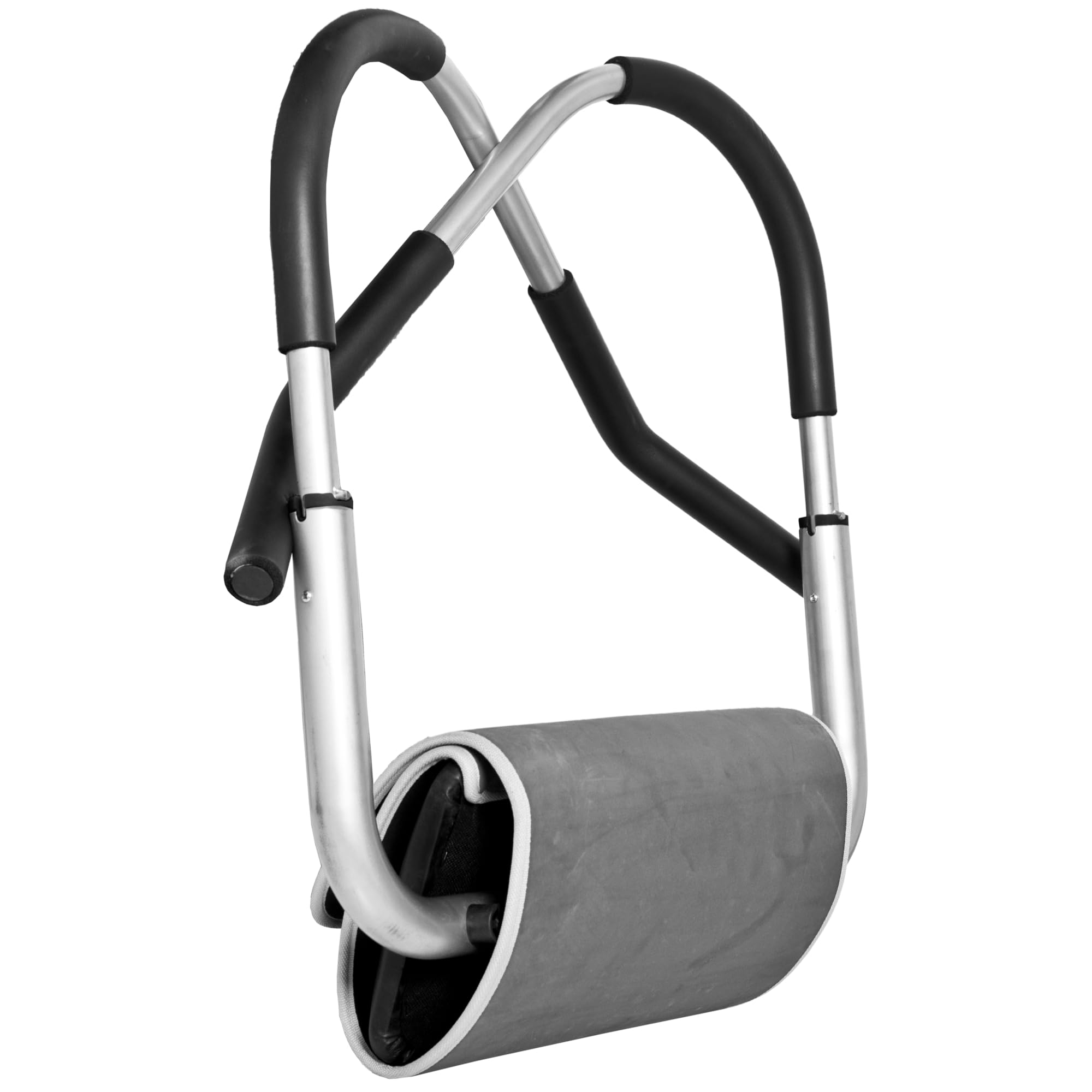 Asiento de Abdominales con Alfombra de Entrenamiento | Plegable, Asas Acolchadas Antideslizantes, Protege la Espalda, Negro/Plata