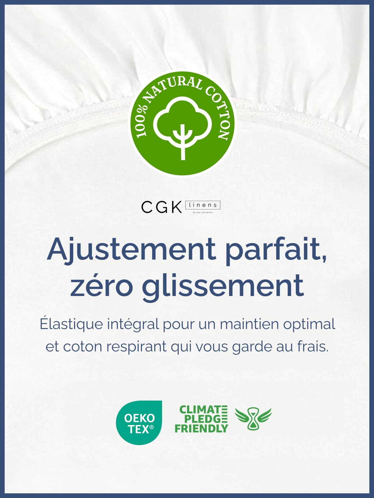 Drap Housse Grand Bonnet 160x200 - Coton Doux 400 Fils 40cm (16") - Blanc | Doux, Confortable, Élastique Intégral, Matelas Épais, Respirant, Infroissable, Qualité Hôtel, Hypoallergénique, OEKO-TEX